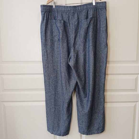 Old Navy Women's Chambray Blue High-Rise Linen Blend Wide Leg Pants Size XXL - Picture 2 of 13